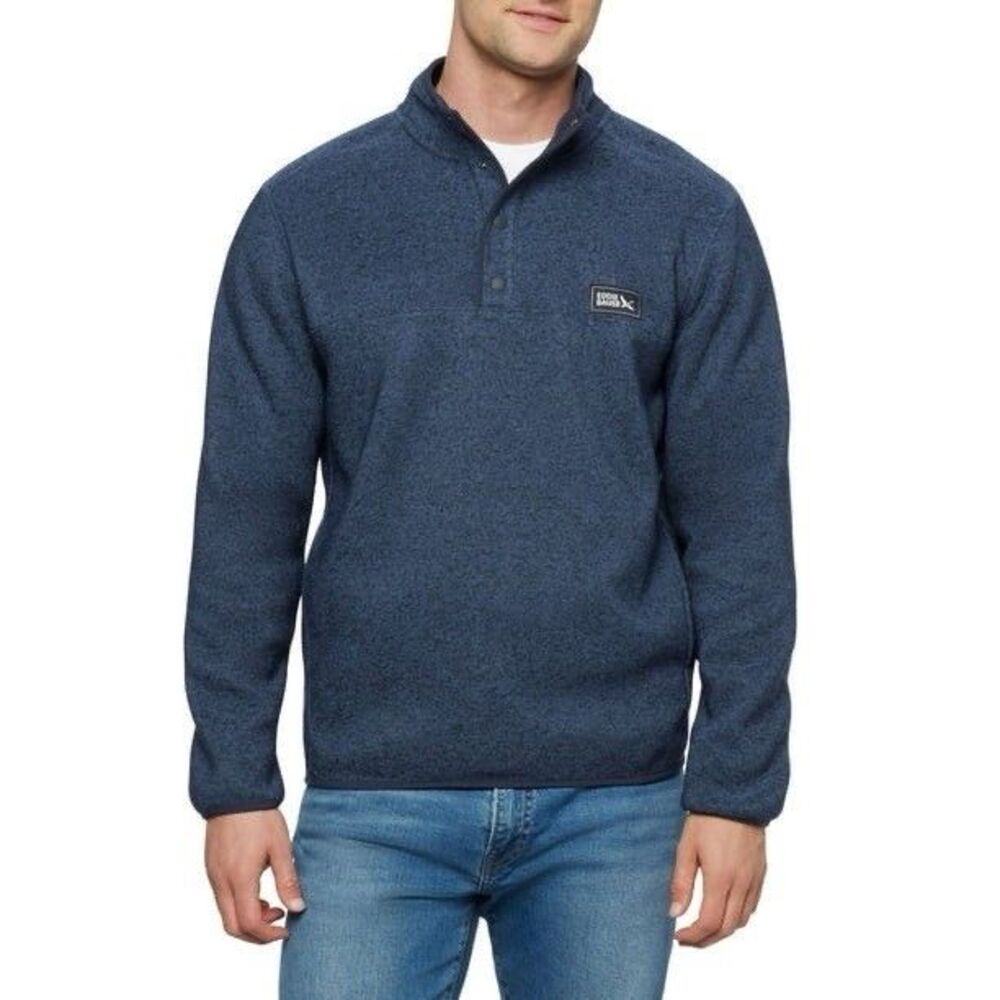 NWT Eddie Bauer Fleece Henley Sweatshirt Blue - Size Medium
